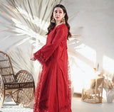 Organza Net Cotton Chikankari Designer Embroided 3piece