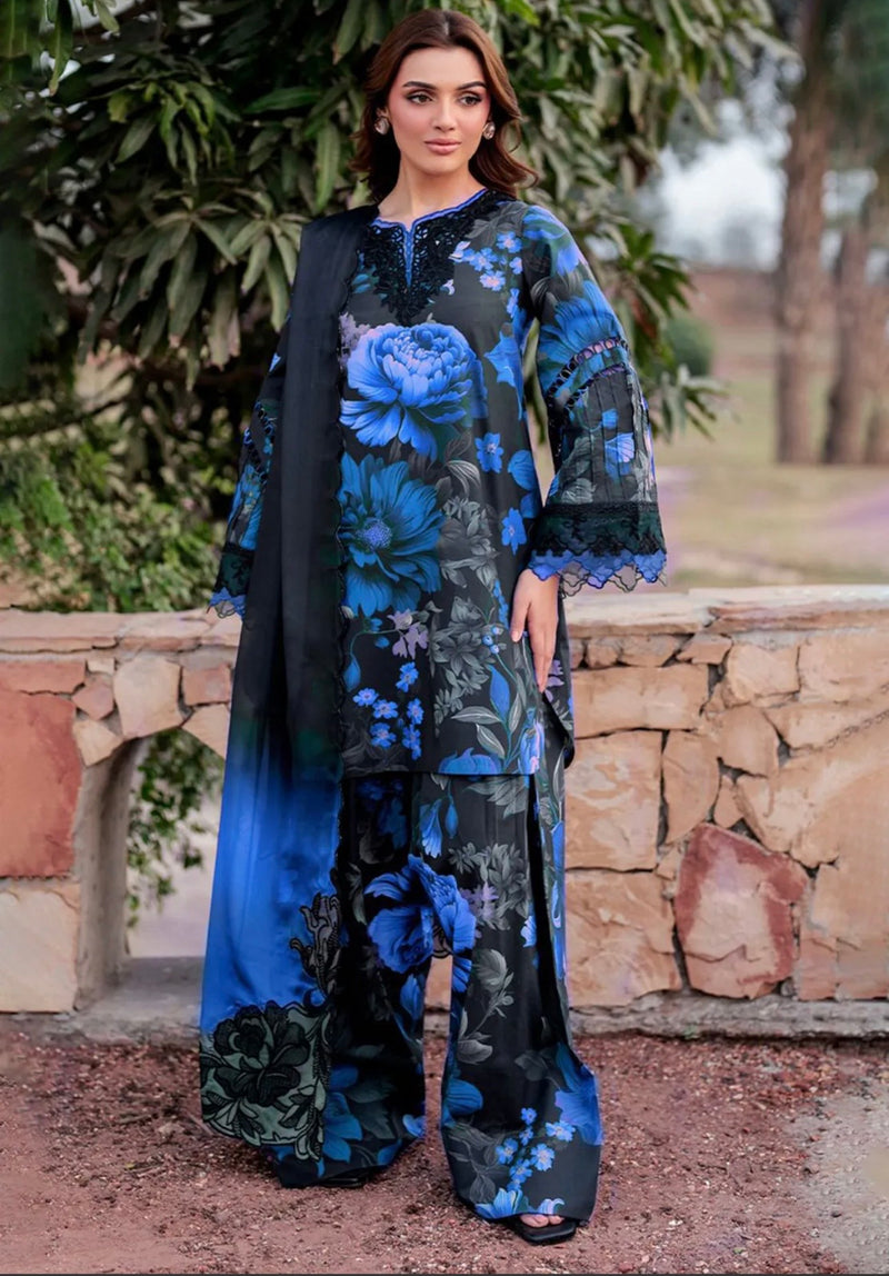 IZNIK | LUXURY FLOWER DIGITAL PRINTED LAWN WITH THREAD EMBROIDERED SEQ WORK | UNSTITCHED 3-PIECE SUIT #MI3890