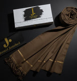 J. Premium Box Pack Italian  Wool Shawl- Dark Brown