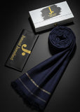 J. Premium Box Pack Italian wool Shawl- Navy