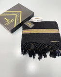 Premium Jacquard Velvet Shawl - Trophy black
