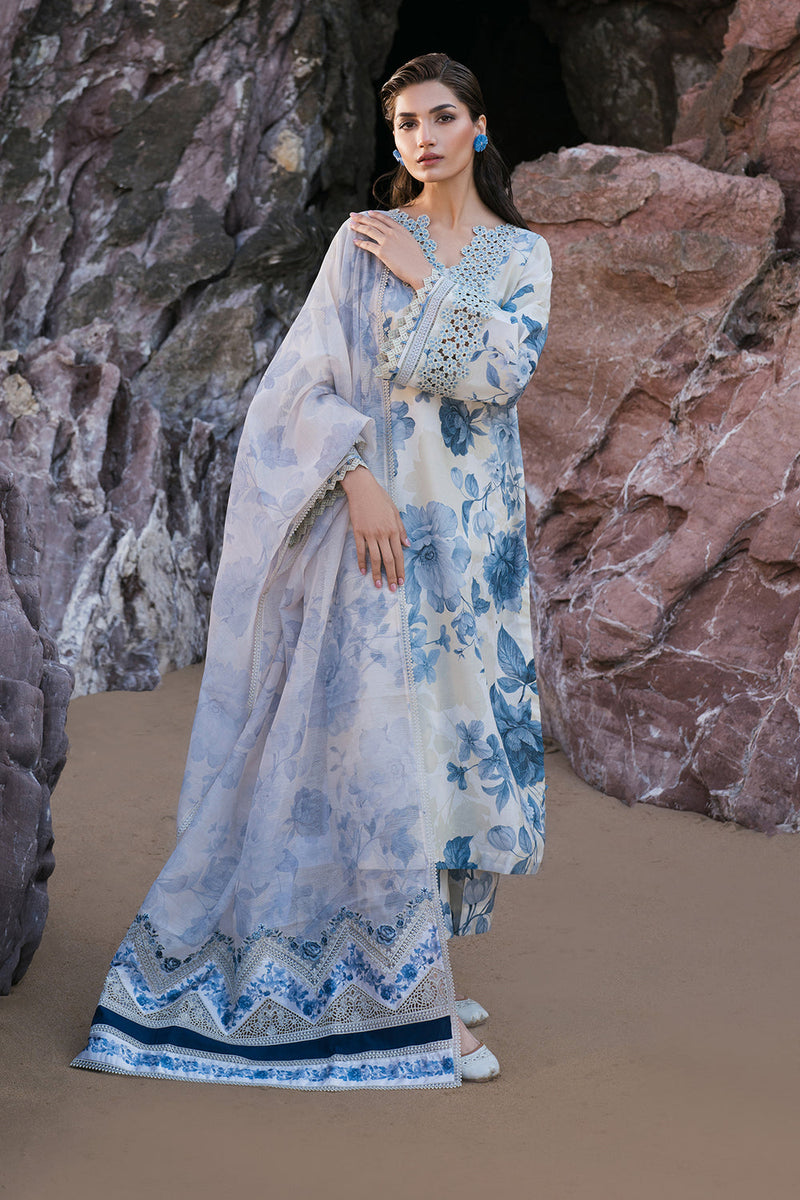 PREMIUM Designer 3PC Printed Lawn with Embroiderd patches- ADz920