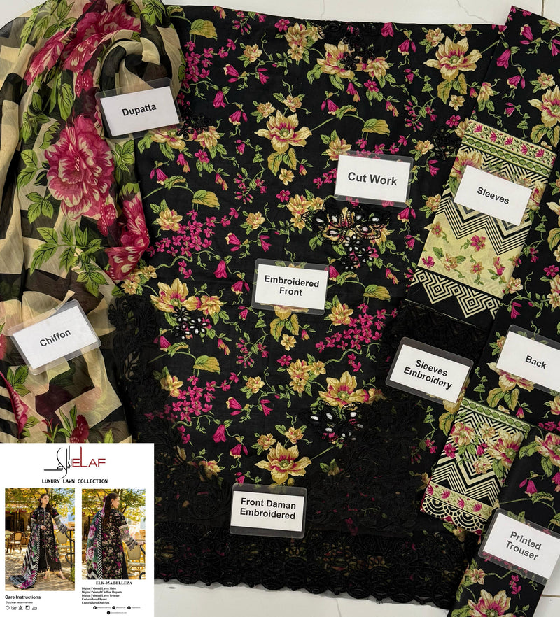 DESIGNER 3PC Embroided chicken Lawn - MI394