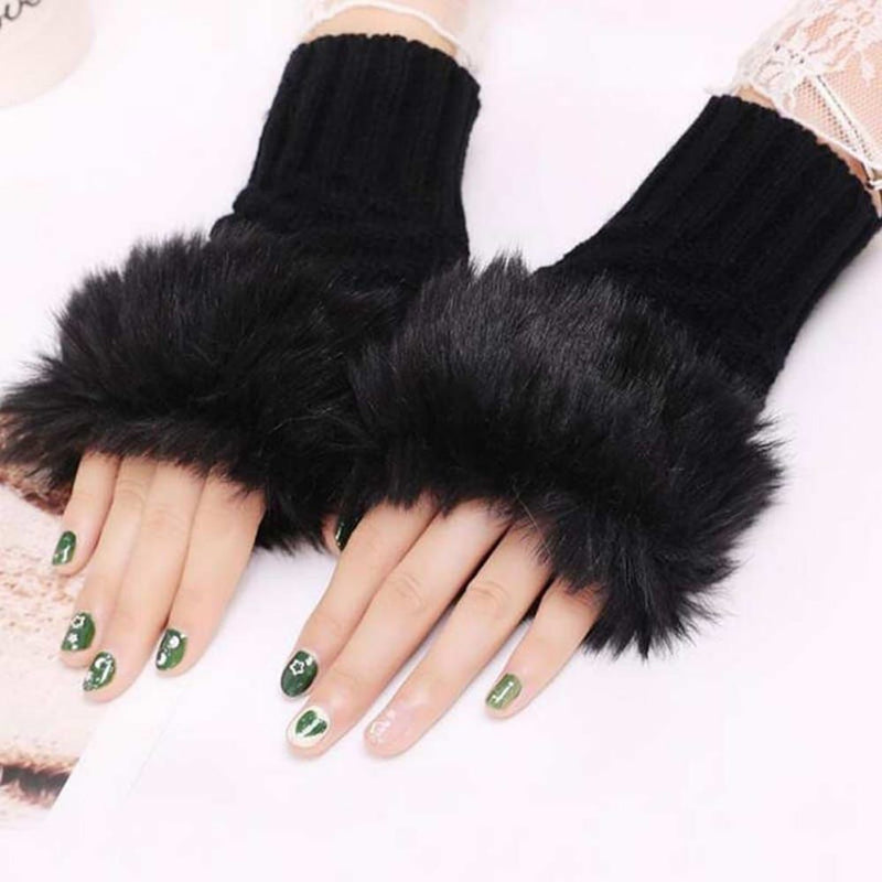 Winter Faux Rabbit Fur Gloves For Women